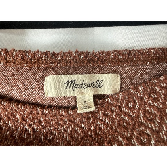 Madewell Women's Brown Textured Square Neck Long Sleeve Cropped Top‎ Size S - Picture 2 of 6